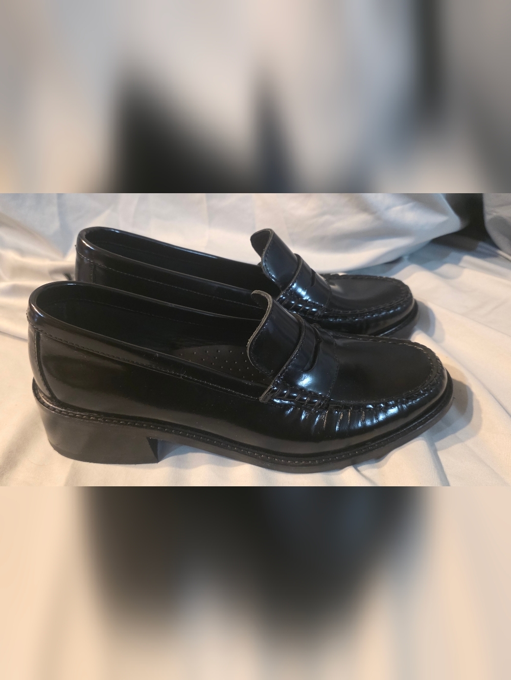 G.H. BASS Women's Heeled Leather Penny Loafers Shoes Black Size 10 Preowned